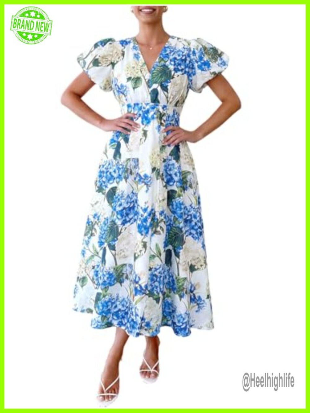 Women's Floral Maxi Dress Short Sleeve V-Neck A-Line Linen Cotton Blend